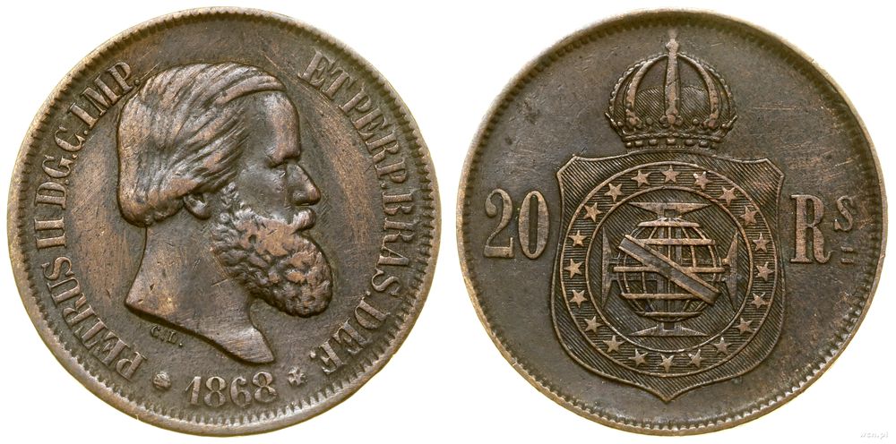 Brazylia, 20 realów, 1868