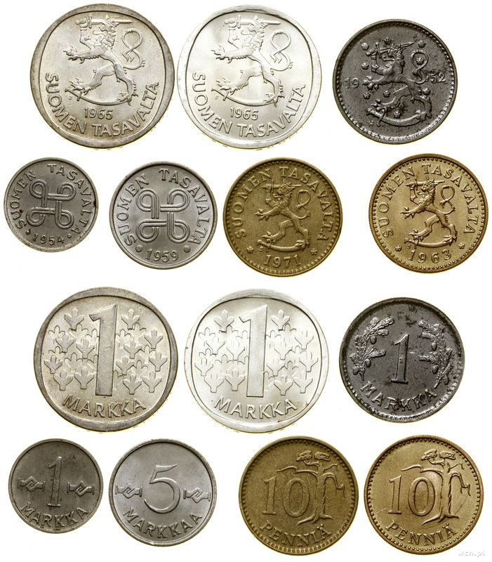 Finlandia, zestaw 7 monet