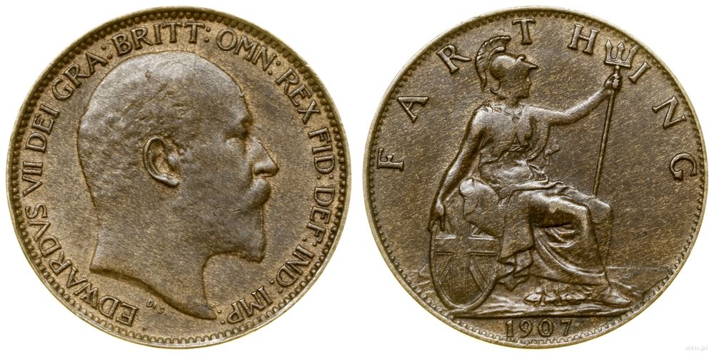 Wielka Brytania, 1 farthing, 1907