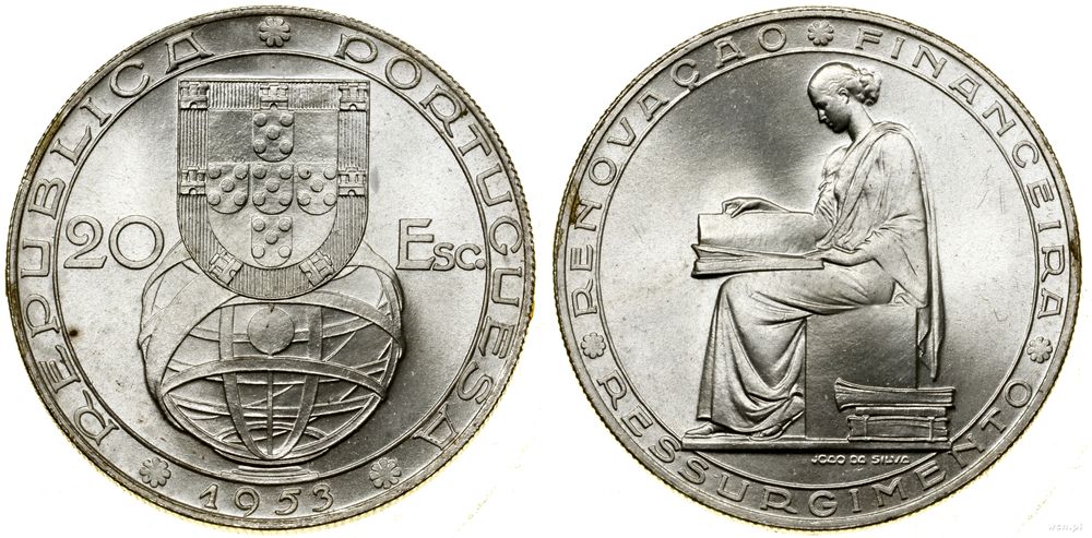 Portugalia, 20 eskudo, 1953