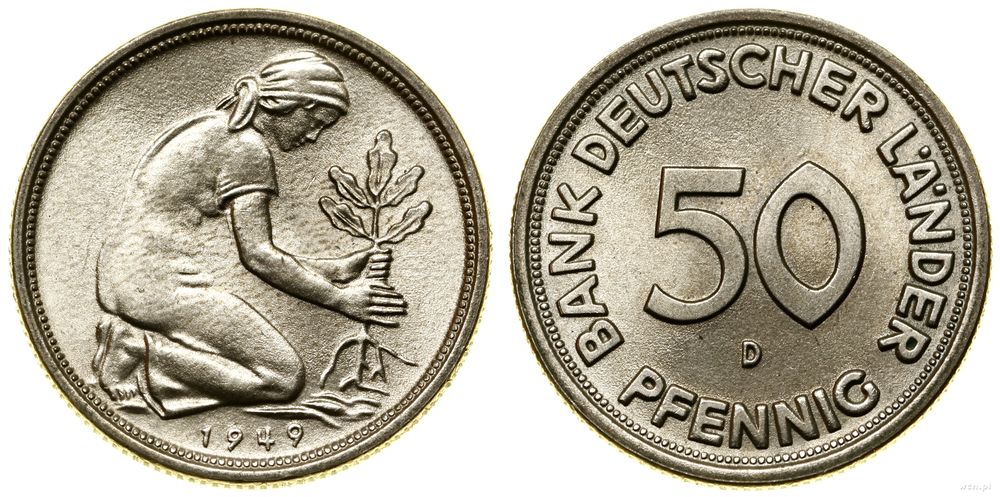 Niemcy, 50 fenigów, 1949 D