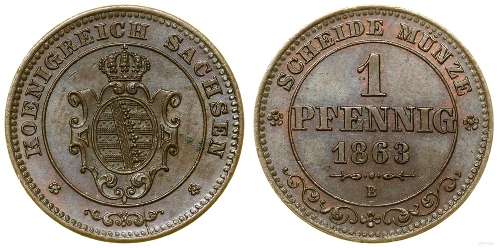 Niemcy, 1 fenig, 1863 B