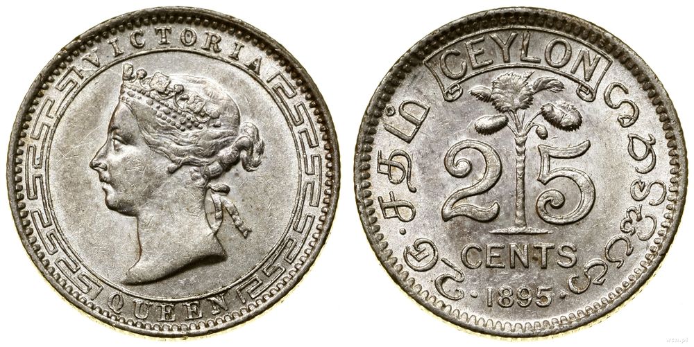 Cejlon (Sri Lanka), 25 centów, 1895