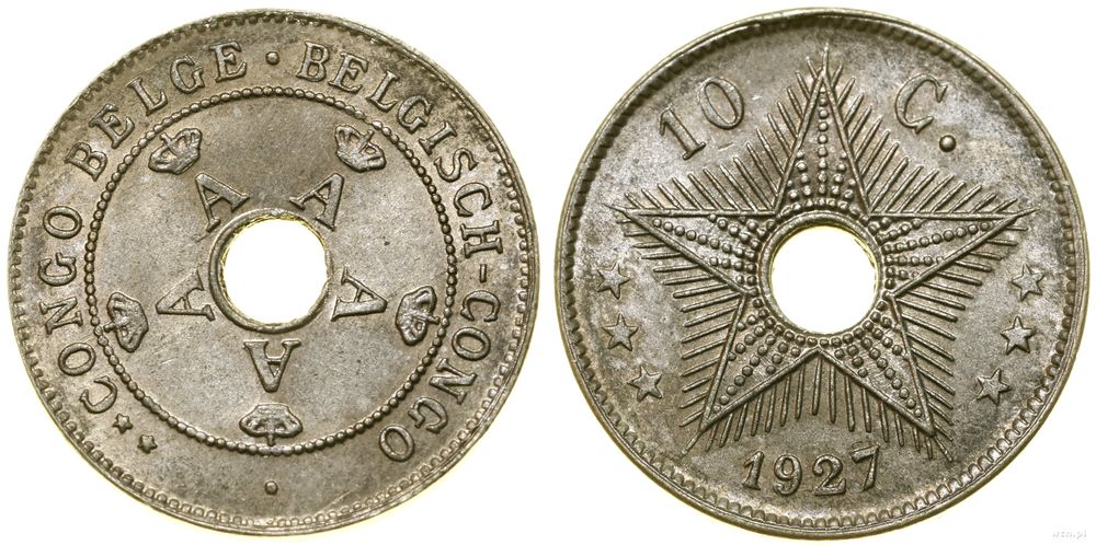 Kongo Belgijskie, 10 centymów, 1927