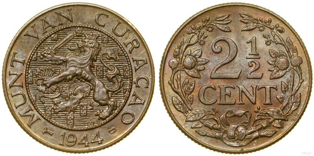 Curaçao, 2 1/2 centa, 1944 D