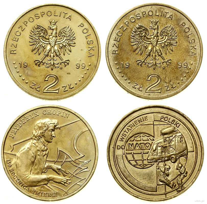 Polska, zestaw 2 x 2 złote, 1999