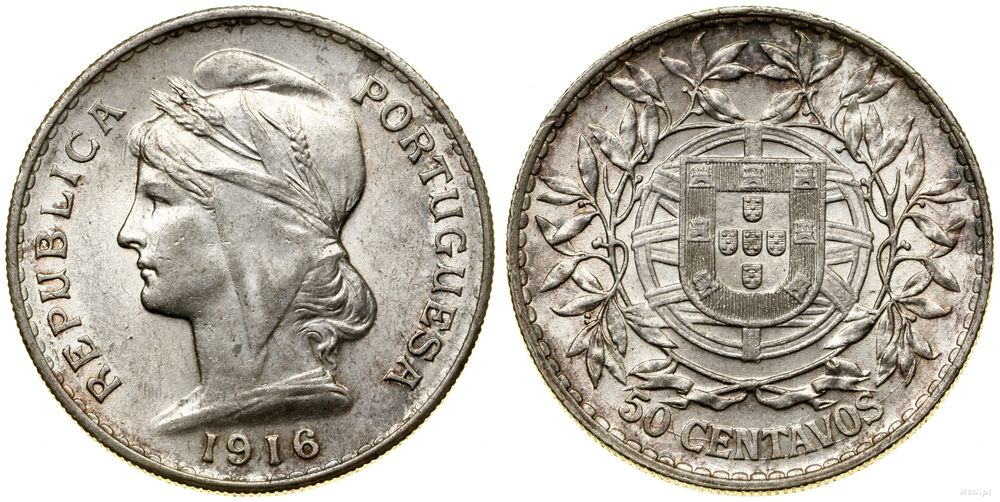 Portugalia, 50 centavos, 1916