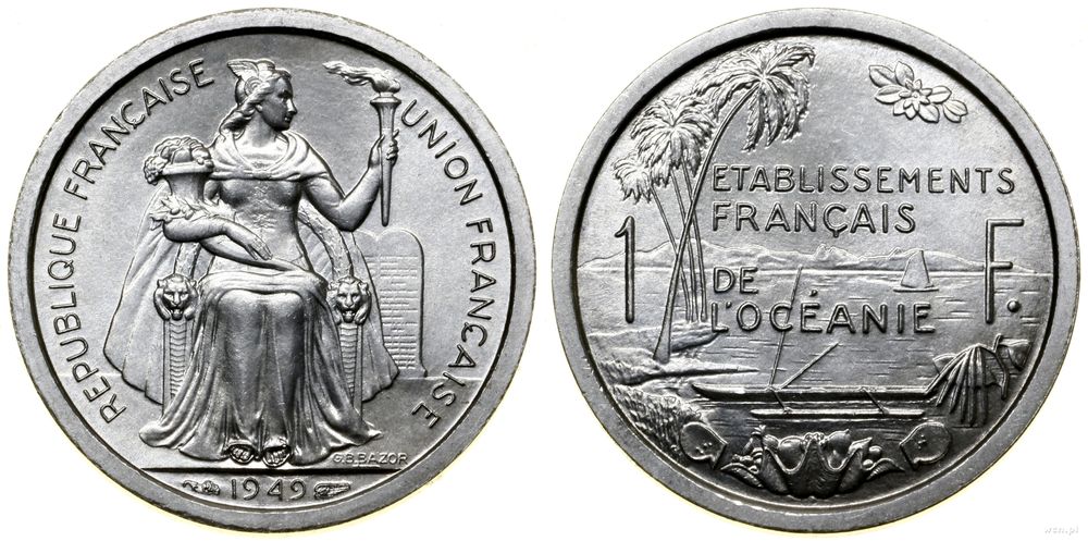 Oceania Francuska, 1 frank, 1949