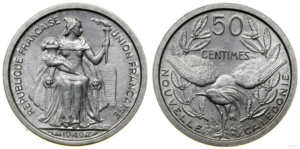 Nowa Kaledonia, 50 centymów, 1949