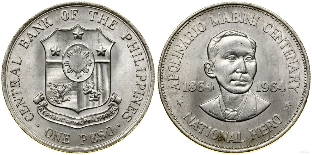 Filipiny, 1 peso, 1964
