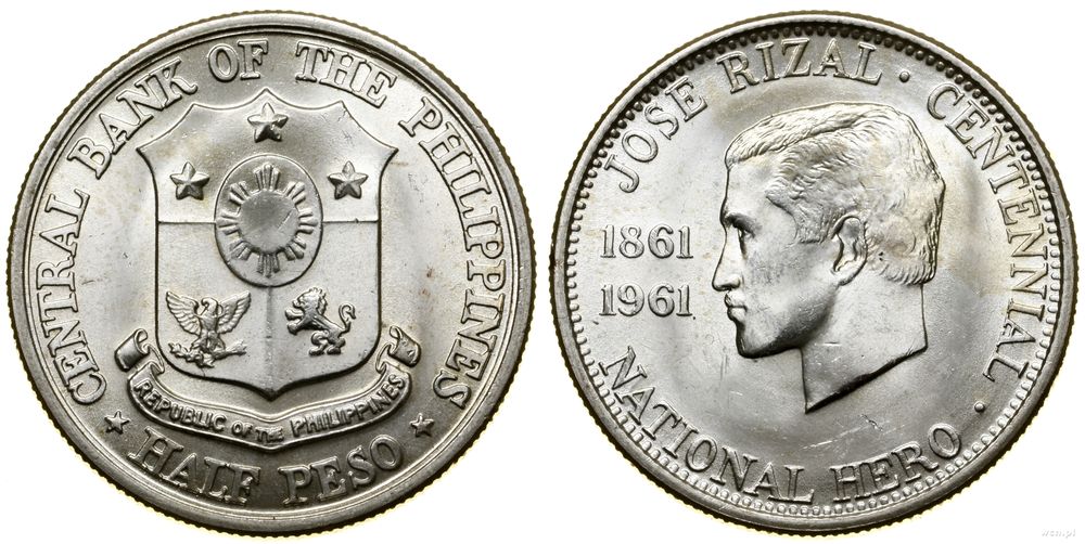 Filipiny, 1/2 peso, 1961