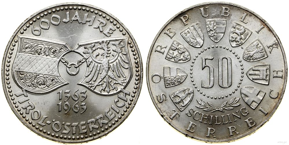 Austria, 50 szylingów, 1963