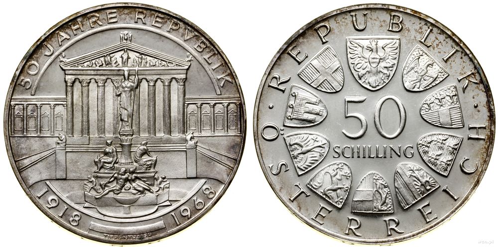Austria, 50 szylingów, 1968