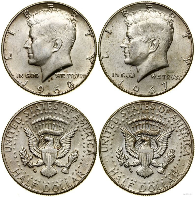Stany Zjednoczone Ameryki (USA), lot 2 x 1/2 dolara, 1967, 1968