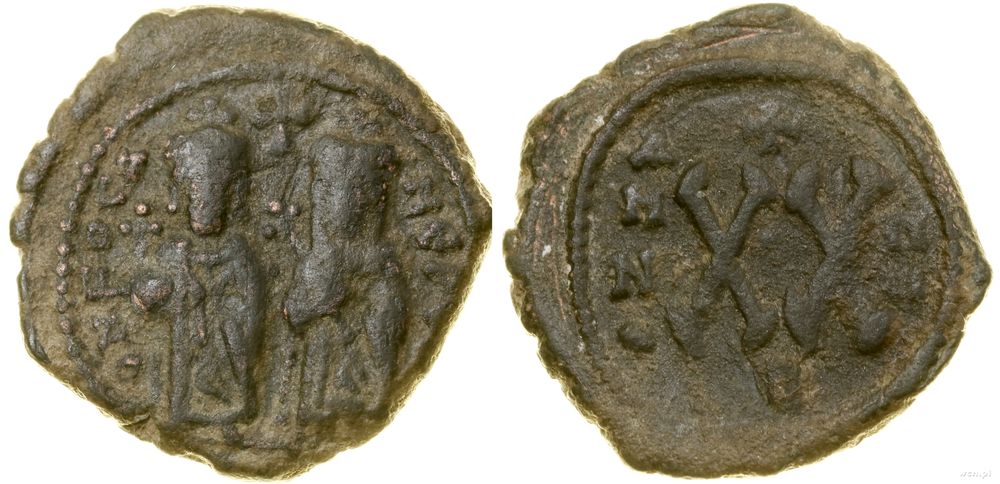 Bizancjum, 1/2 follisa, rok 4 (AD 605–606)