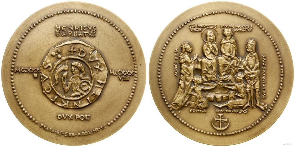 Polska, medal z serii królewskiej PTAiN – Henryk Brodaty, 1985