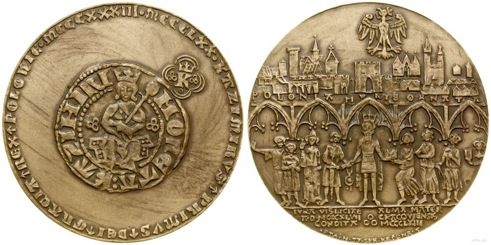 Polska, medal z serii królewskiej PTAiN – Kazimierz Wielki, 1977