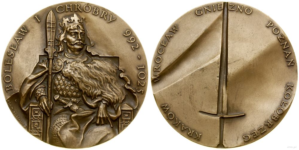 Polska, medal z serii królewskiej koszalińskiego oddziału PTAiN – Bolesław I Chrobry, 1986