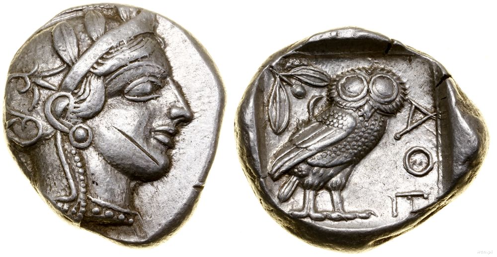 Grecja i posthellenistyczne, tetradrachma, (ok. 454–404 pne)