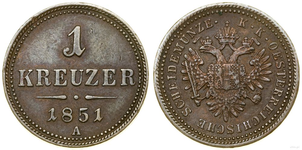 Austria, 1 krajcar, 1851 A