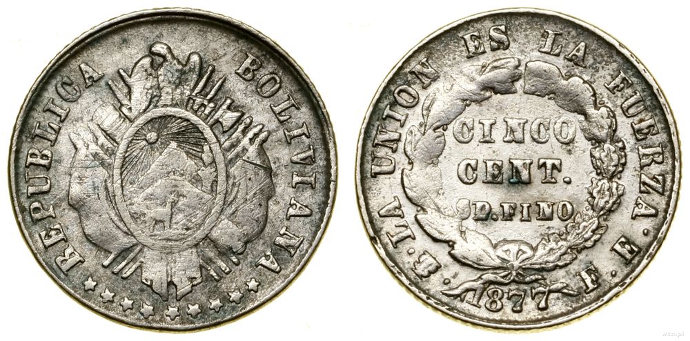 Boliwia, 5 centavo, 1877