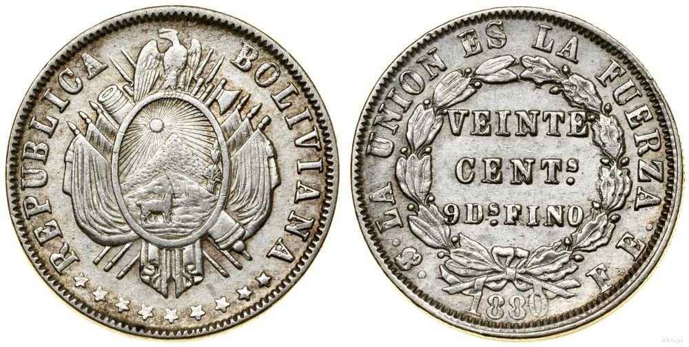 Boliwia, 20 centavo, 1880