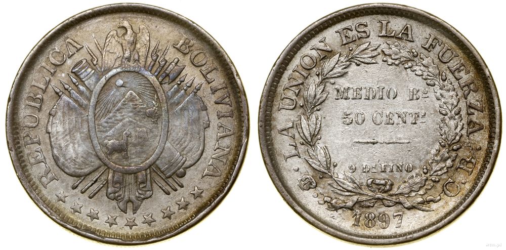 Boliwia, 50 centavo, 1897