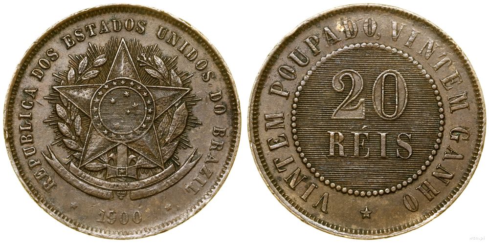Brazylia, 20 reali, 1900
