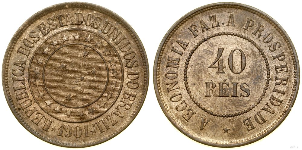 Brazylia, 40 reali, 1900
