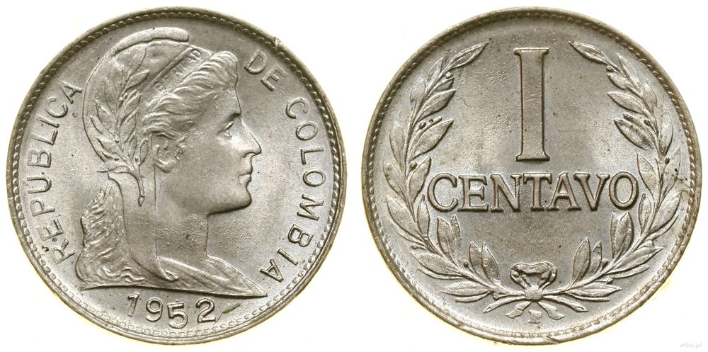 Kolumbia, 1 centavo, 1952 B
