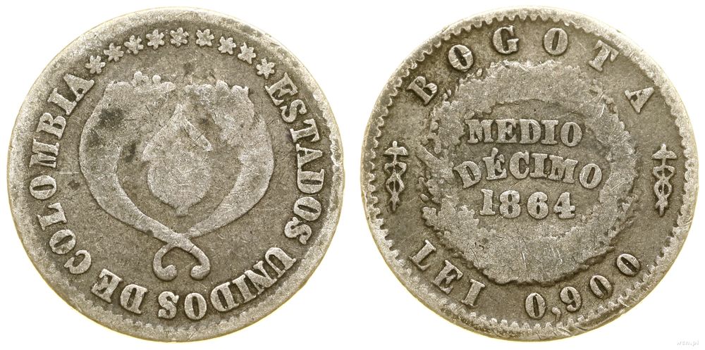 Kolumbia, 1/2 decimo, 1864