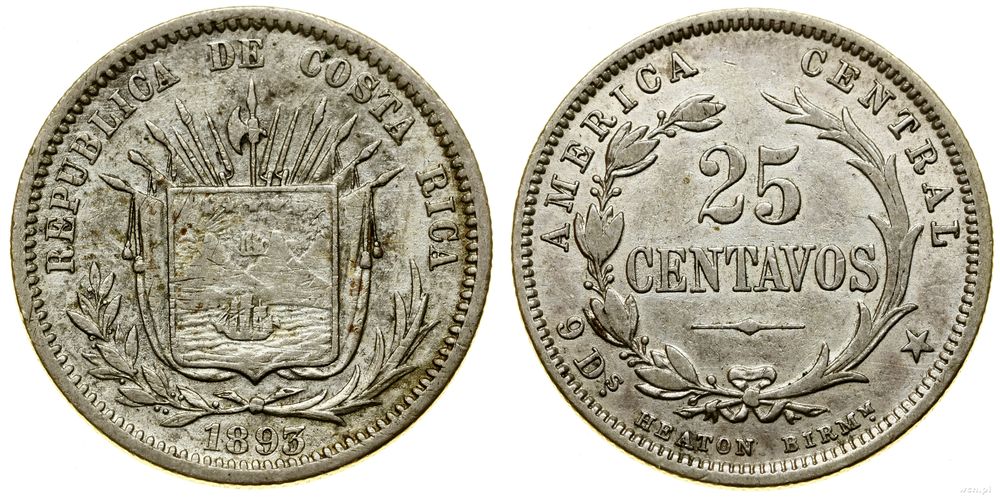 Kostaryka, 25 centavo, 1893