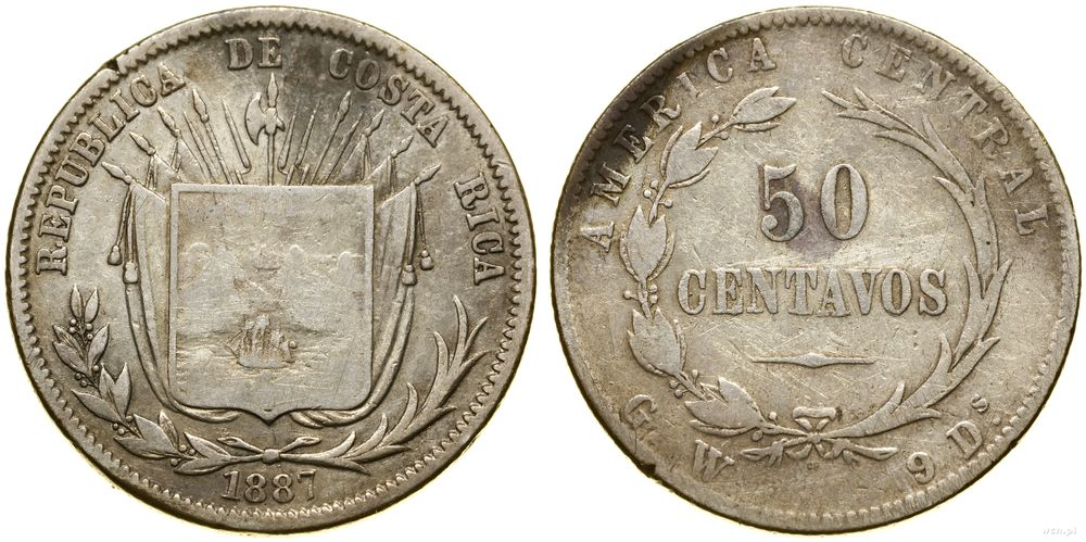 Kostaryka, 50 centavo, 1887