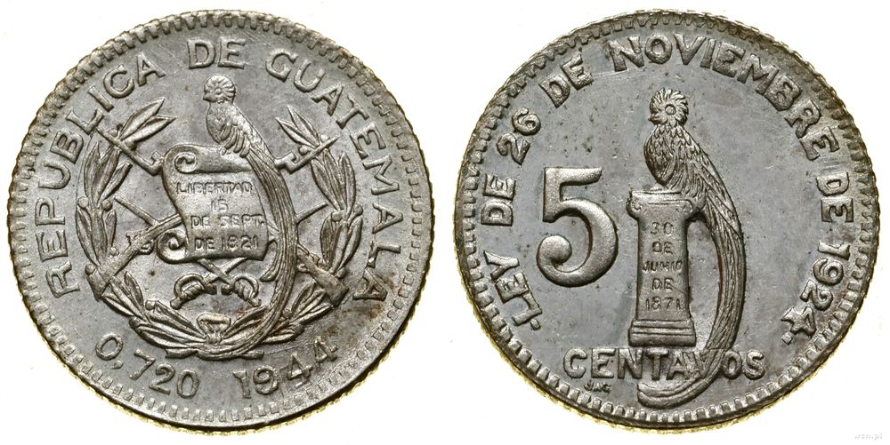 Gwatemala, 5 centavo, 1944