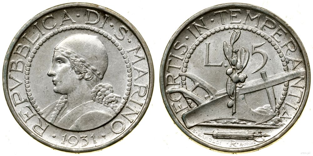 San Marino, 5 lirów, 1931