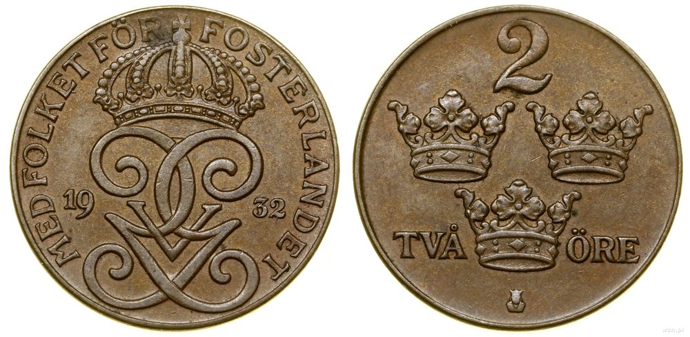 Szwecja, 2 öre, 1932