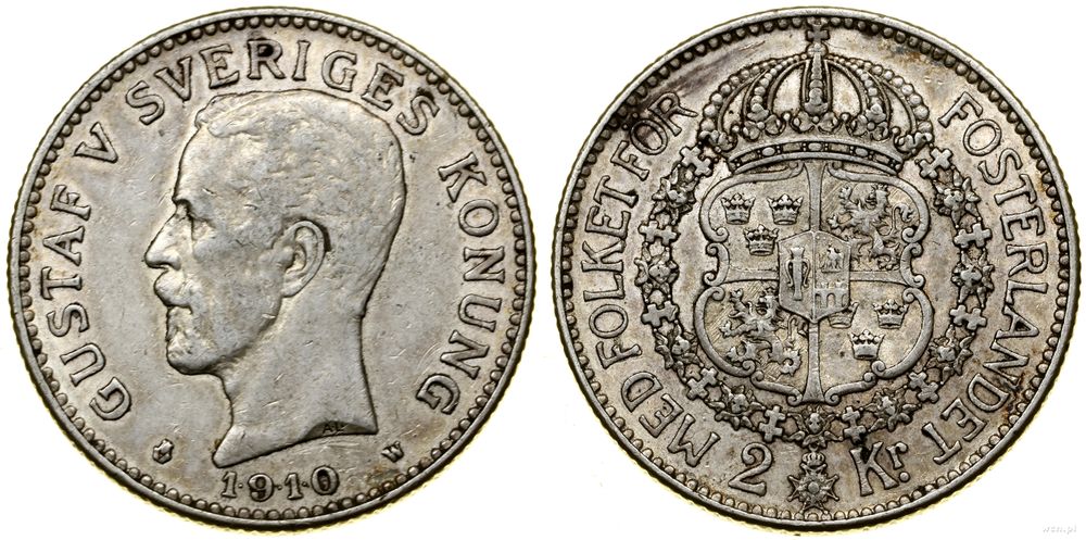 Szwecja, 2 korony, 1910