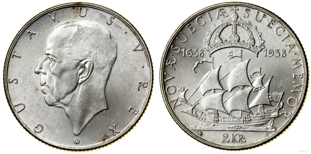 Szwecja, 2 korony, 1938