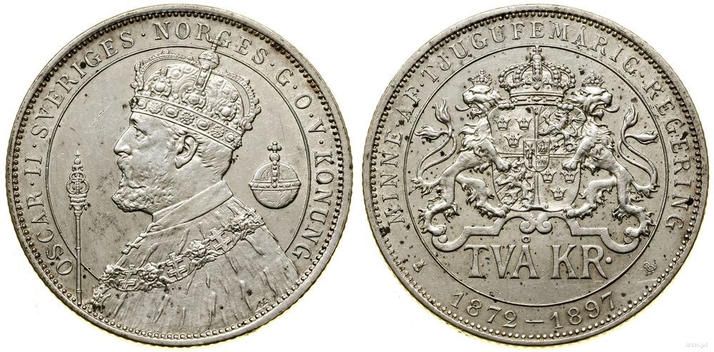 Szwecja, 2 korony, 1897