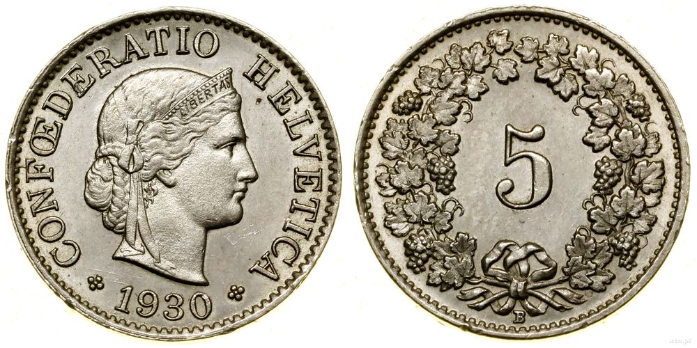 Szwajcaria, 5 rappenów, 1930