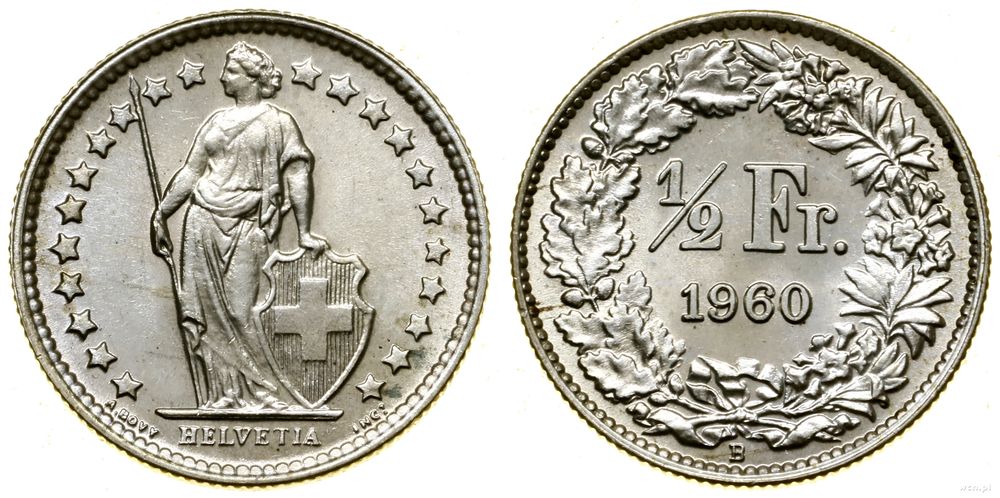 Szwajcaria, 1/2 franka, 1960