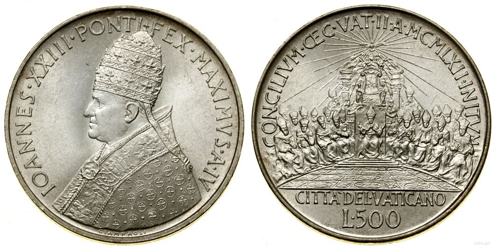 Watykan (Państwo Kościelne), 500 lirów, 1962