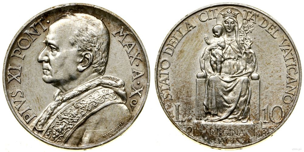 Watykan (Państwo Kościelne), 10 lirów, 1931