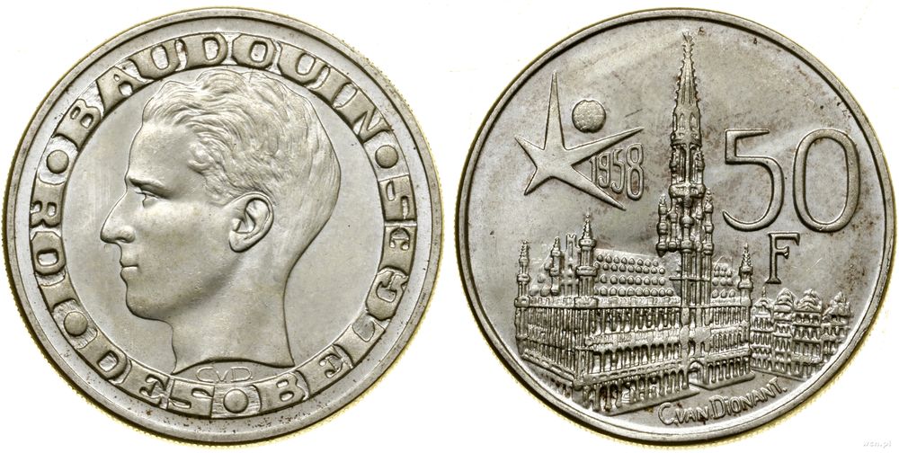 Belgia, 50 franków, 1958