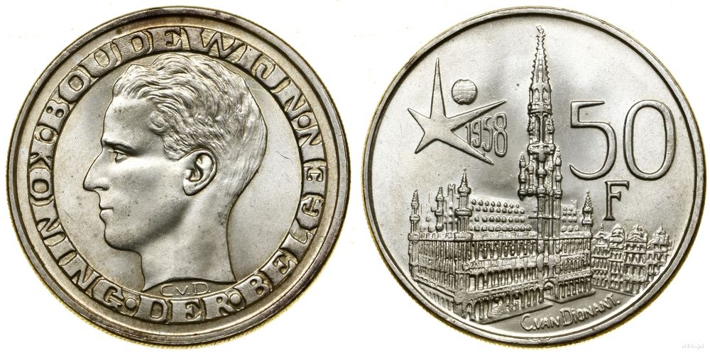 Belgia, 50 franków, 1958