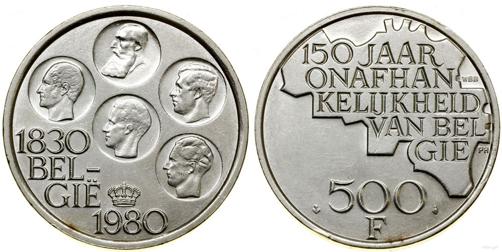 Belgia, 500 franków, 1980