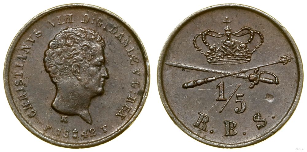 Dania, ⅕ rigsbankskillinga, 1842