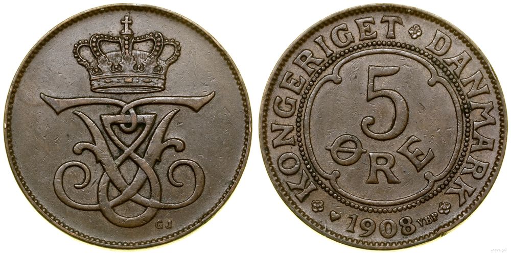 Dania, 5 øre, 1908