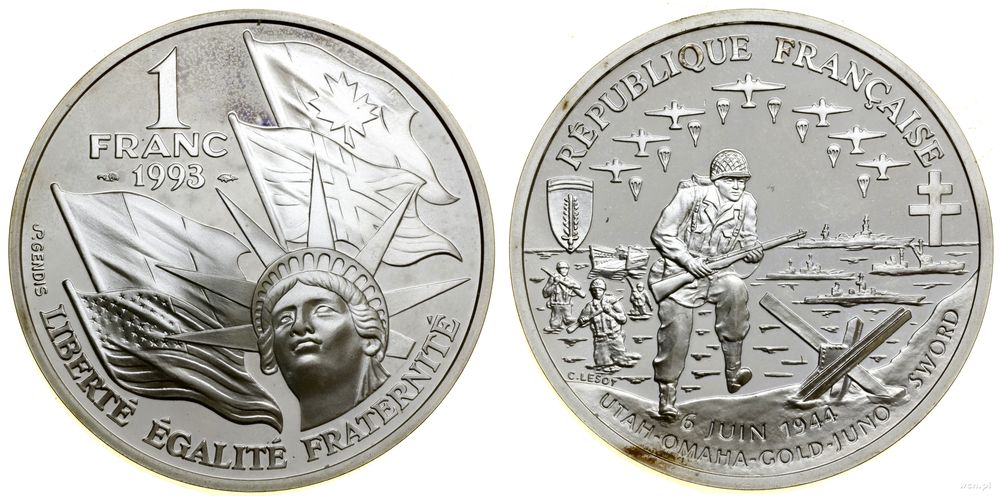 Francja, 1 frank, 1993