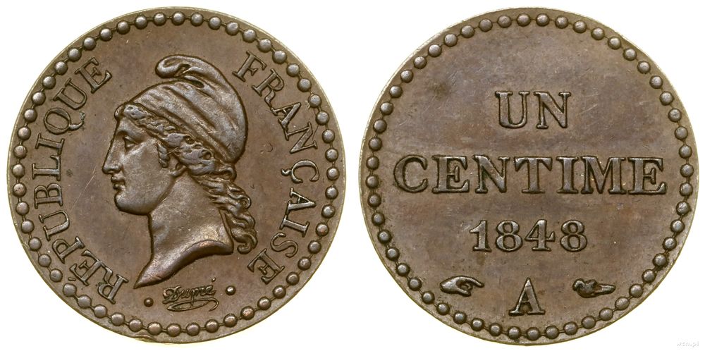 Francja, 1 centym, 1848